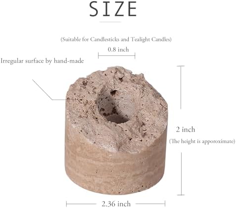 Travertine Taper Candle Holder Handmade Stone Candlestick Table Decor Stand - Image 3