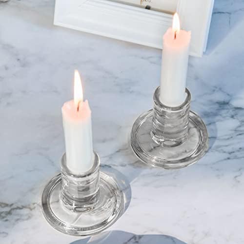12PCS Clear Glass Taper Candle Holders, Crystal Candlesticks, Dining Decor - Image 7