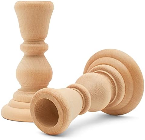 Mini Wood Candle Holders, 4 Inch Wooden Candlestick Holders with 7/8 Inch Hole, Set of 25 Unfinished Wooden Candle Holders, Farmhouse Rustic Candle Holder for Crafts, Decorating and Painting - Image 5