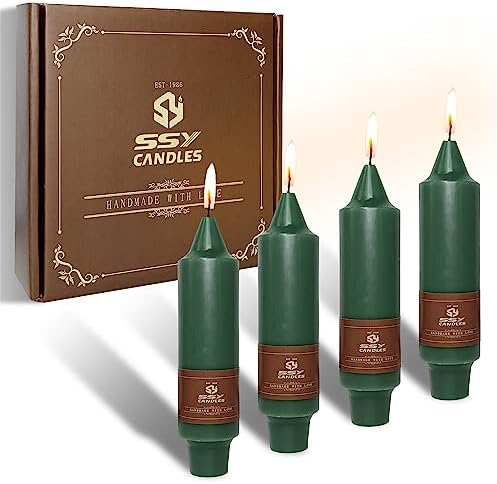 Candlesticks Short Taper Candle,4pcs Dark Green Candle Sticks 5 Inch Unscented Tapered Candle for Home Décor Weddings Holiday Women Gifts,7D4PC-DARKGREEN by Gedengni
