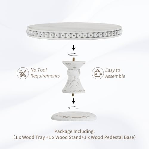 Hanobe White Cake Pedestal Stand 12 Inch Display Riser Plate Home Decor - Image 4