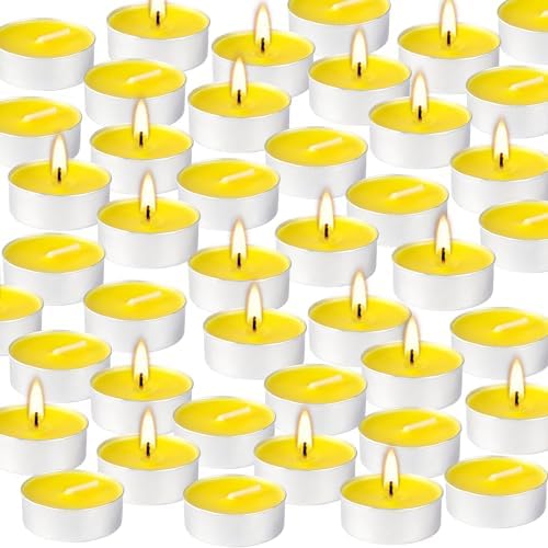 100 Pack Scented Tealight Candles - 4 Hours Burning Lemon Aromatherapy | Valentine's Day Romantic Dinner & New Year Home Decor, Yellow Votive Candles for Wedding, Holiday Gift & Emergency (Yellow) - Image 3
