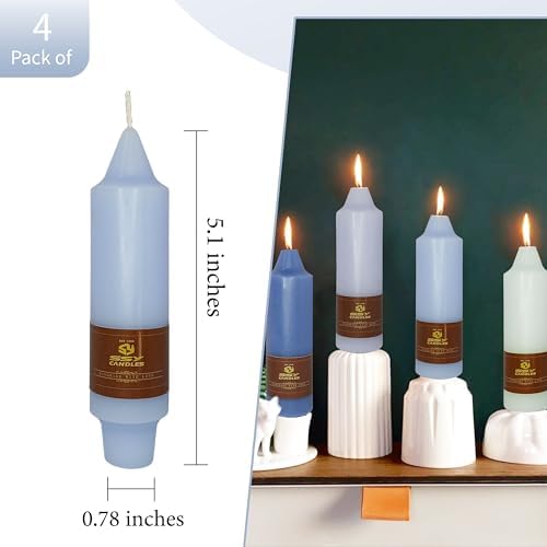 5 Inch Short Taper Candles Gradient Blue 4 PCS Handmade Candle for Dinner Household Wedding Party Home Décor Candlesticks - Image 4