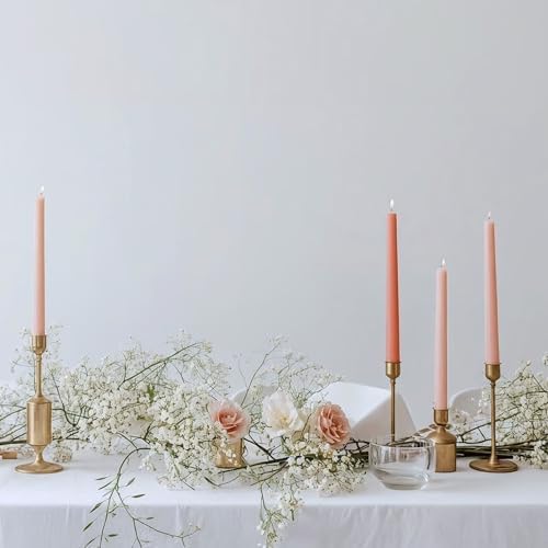 Tapered Dinner Candles, Pack of 6 – Soy & Paraffin Wax Blend, 10-Inch Dripless Taper Candles with 7-Hr. Clean Burn – Smokeless Unscented Tapers for Weddings, Dinner Tables & Home Decor – Pink Clouds - Image 7