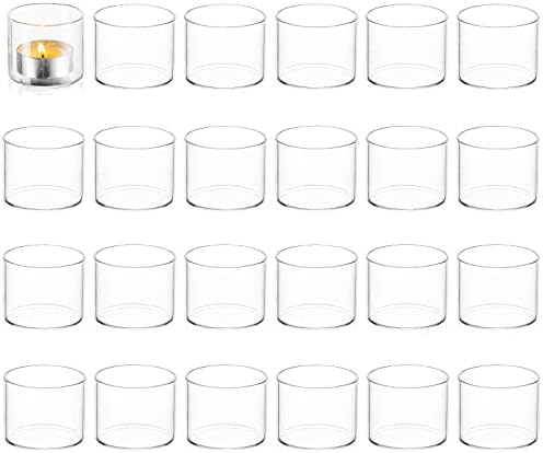 Romadedi Wedding Votive Tea Light Holders, Mini Clear Glass, 24pcs by ROMADEDI