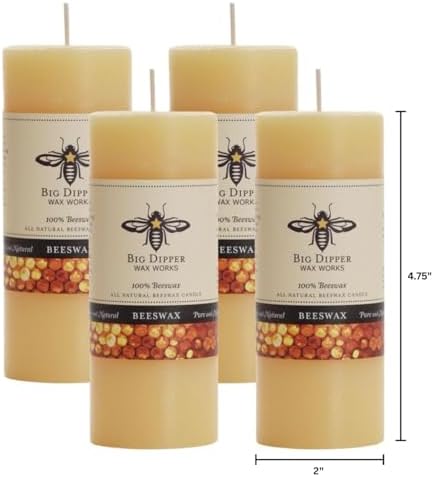 Big Dipper Wax Works 100% Beeswax Pillar Candle, 2 x 4.75 in, Natural - Image 2