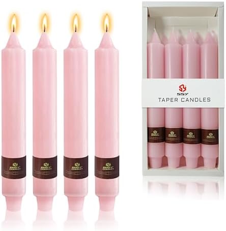 Pink Taper Candles 9 inch - 4 Pack Fat Candle Taper Candles Dripless, Smokeless, Unscented Tall Candlesticks - Perfect for Home Decor, Weddings, and Special Occasions by XINAOBAOLUO