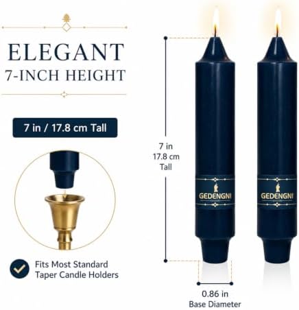 Navy Candlesticks Short Taper Candle,7inches Blue Candle Sticks Dripless Tapered Candles for Home Decor Weddings Festive Party Holiday - Image 3