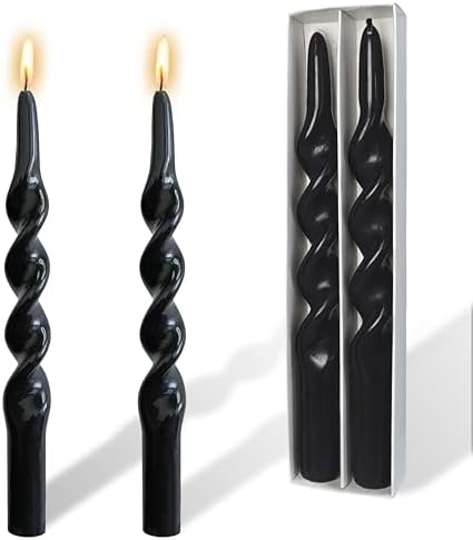 Unscented Spiral Candles Smokeless Long Tapered Candle 10 Inch Black Candlesticks Handmade Twisted Candles for Wedding Home Decor Gift by YUKCAXDLS