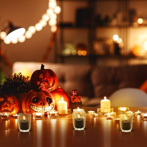 10 Hours Black Votive Candles Bulk, 36 Packs Small Unscented 1.5 Inch Diameter Wax Candles for Halloween Wedding, Party, Holiday & Home Decoration - Image 2