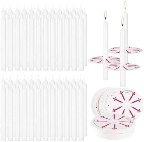 300 Pieces 5-Inch White Unscented Taper Candles with Drip Protectors for Church, Prayer, Shabbat, and Vigil Use - Image 2