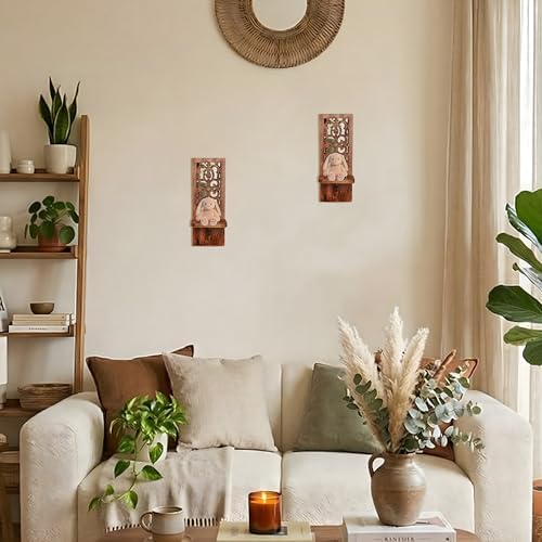 Rustic Wall Candle Sconces Pack of 2, 16 Inch – Natural - Image 3