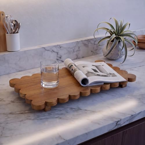 Yookeer Scalloped Wood Riser, Walnut Color, 16'' X 8'' X 1.4'', Square - Image 6
