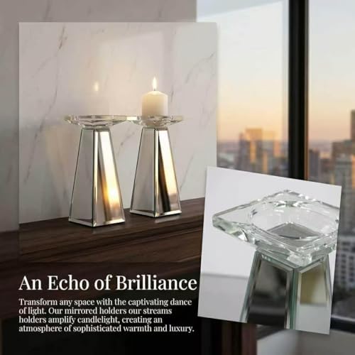 GIMORRTO Pillar Candle Holders 2 Sets Tabletop Decor for Wedding, Church, Fall, Holiday DéCor, Table Centerpiece Decoration. … (7 inch) - Image 3