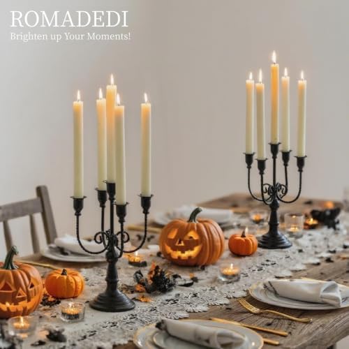 Romadedi Halloween Candelabra, Black 5-Arm Candle Holder, Set of 2, 11.8 in - Image 6