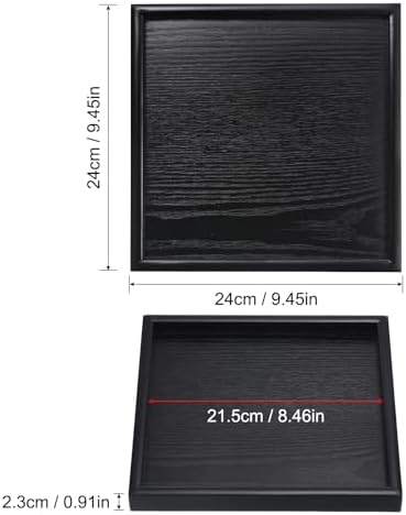 PATIKIL Wood Serving Tray 9.4 Inch, Square Decorative Platter for Home Decor Kitchen Table Candle Holder, Black - Image 2