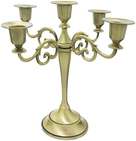 5-Arm Metal Candelabra Candle Holder Table Centerpiece, Pewter by Viscacha