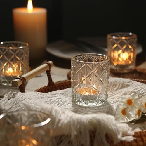 72 Pack Votive Candle Holders, Vintage Glass Clear Candle Holder for Table - Image 3
