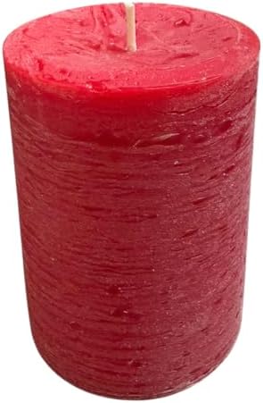 Mister Candle Dripless Unscented Rustic Red Pillar Candles, Set of 3 Hand Poured Solid Color Candles for Holidays, Home Decor, Premium Wax, 60 Hr Burn Time, 3x4 Inch (Rustic Red) - Image 2