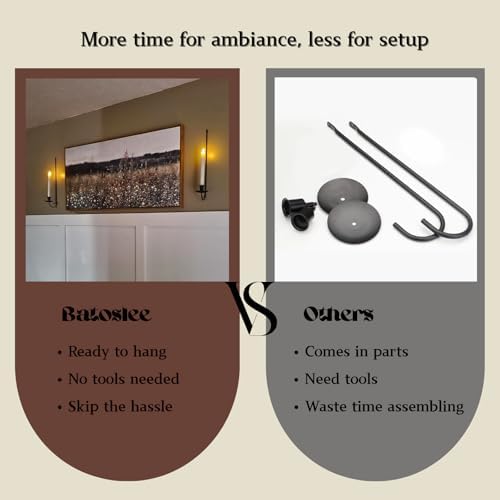Batoslee Wall Candle Holder Set of 2, Black Metal Wall Mount Candle Sconces - Image 4