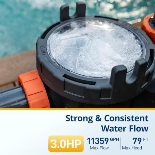 3 HP Variable Speed Pool Pump Inground 220v with Timer | High Flow Up to 11359 GPH Energy-Efficient Self Priming Above Ground Pool Pumps with Filter Basket