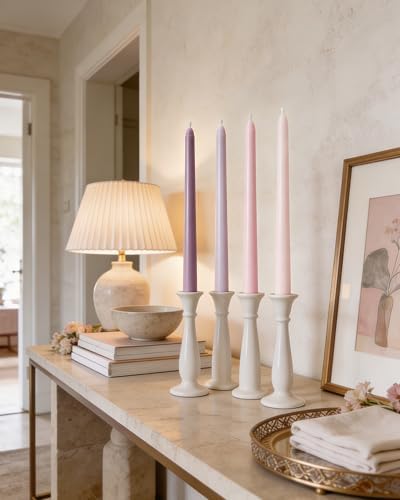 Viyffo Taper Candles 12 Inch Pink 4 Pack Unscented Smokeless - Image 4
