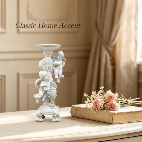 Cherub Candle Holder Figurine White Resin Elegant Home - Image 5