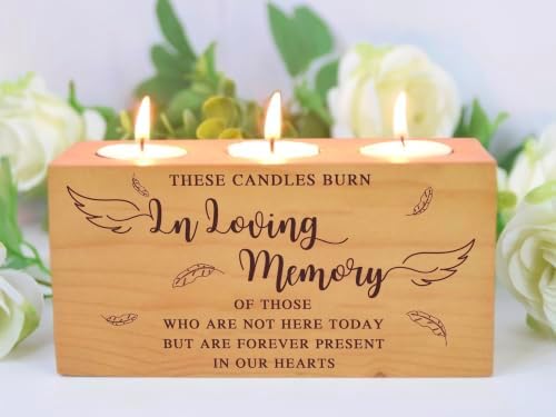 Sympathy Bereavement Gift for Loss of Loved One - Memorial Candle Holders - Handcrafted Wooden Keepsake with Poem - Condolence for Loss of Mother, Father (in Loving) - Image 7