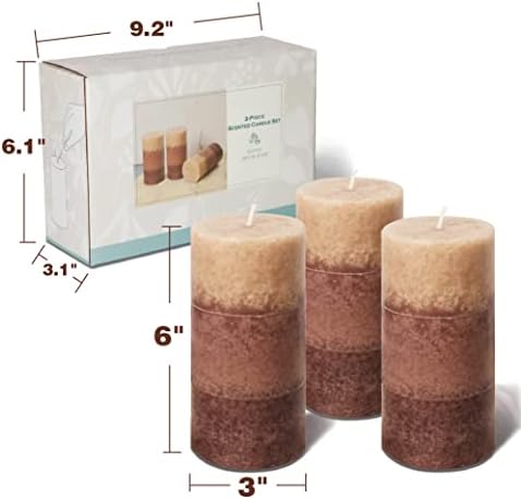 Coffee Pillar Candles, Aromatherapy Scented Candles, Set of 3 Tall 3x6 Inch Dripless Pillar Candle, for Wedding and Home Décor - Image 4
