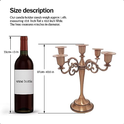 5-Arm Metal Candelabra Candle Holder Table Centerpiece, Copper - Image 2