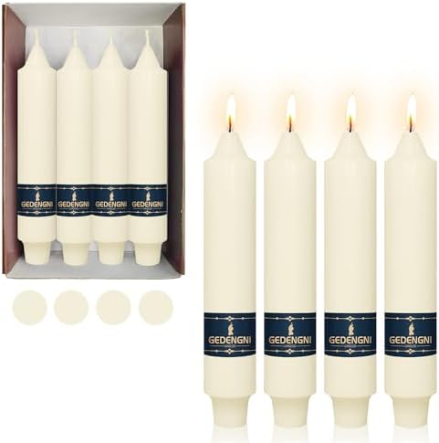 Ivory Taper Candle Dripless Candlesticks - Gedengni 4pcs Unscented Candles Long Candle Sticks 7inches Tapered Candles for Home Party Wedding Restaurant Holiday Decor,18D-Ivory by Gedengni