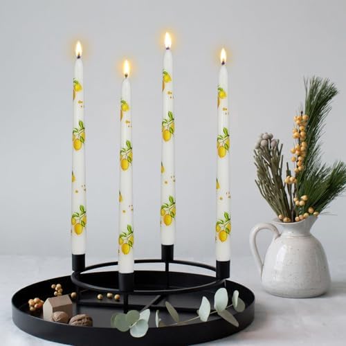 10 Inch White Lemon Taper Candles - 2PCS Unscented Long Candle Sticks with Lemon Print Perfect for Holiday Celebration Family Gatherings Weddings and Restaurants - Image 4