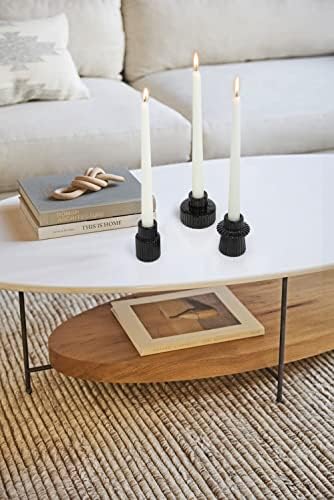 Vixdonos Taper Glass Candlestick Holders Tealight Candle Holders for Table Centerpieces, Wedding Decor and Dinner Party (3 Pcs, Black) - Image 6