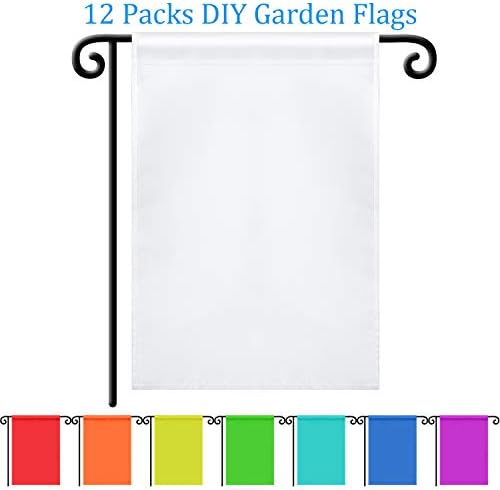 Sublimation Garden Flag Blank Bulk 12x18inch Sublimation Banner Blank Polyester Flags DIY Canvas Sign for Garden Lawn and Yard Courtyard Outside Decoration(12 Pieces)