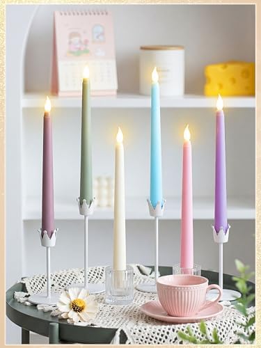 Treela Battery Operated LED Taper Candles,Basic,11 Inch,Pastel - Image 4