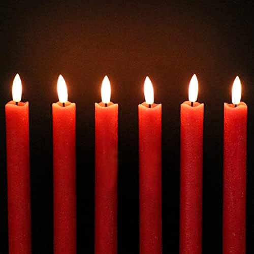 GenSwin Flameless Taper Candles LED Battery Operated Remote Timer Red - Image 6