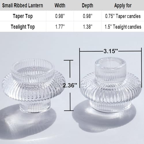 VOHO 12pcs Taper Candle Holders Ribbed Glass, Clear Candle Holder Stackable - Image 7