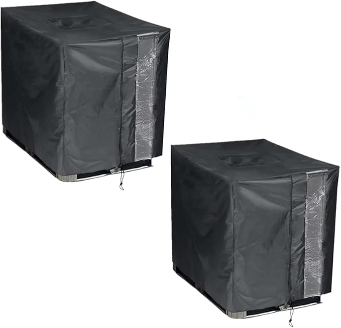 2 Pack IBC Tote Cover, 600D Heavy Duty Waterproof Cover for 1000L IBC Container Rain Water Tank, Outdoor 275 Gallon Rain Barrel, Anti-Dust, Sun Protective
