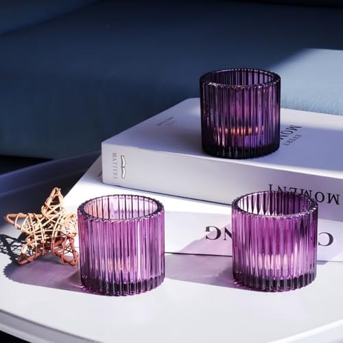 VOHO 6pcs Purple Votive Candle Holders for Table Centerpiece Halloween Deco - Image 4