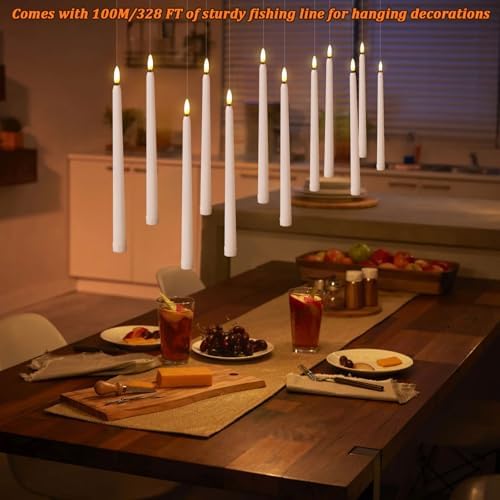 IMAGE Flameless Taper Candles with Remote, 12 Pcs LED Candlesticks 3D Wick Ivory Taper with Timer Flickering Function for Home, Wedding, Birthday Halloween Christmas (Battery Powered) - Image 2