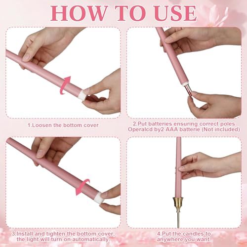 Macarrie 24 Packs Flameless Taper Candles Battery LED 11",Light Pink - Image 5