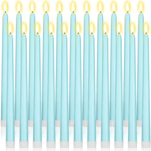 Macarrie 24 Packs Flameless Taper Candles Battery LED 11",Teal by Macarrie