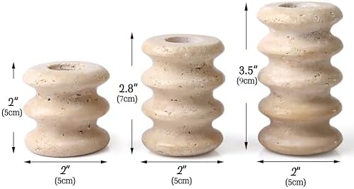 Vixdonos Natural Stone Candle Holder Set of 3 Taper Candle Candlestick Mantle Candle Stand for Home Decor,Wedding,Party and Table Centerpieces(White) - Image 3