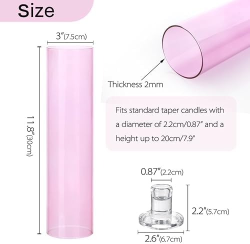 Vixdonos Glass Hurricane Candle Holder Set of 3 Modern Candlestick Holders Long Taper Candle Stand with 11.8 inch Tall Cylinder Windproof Cover for Wedding Party Table Centerpiece Outdoor - Image 3