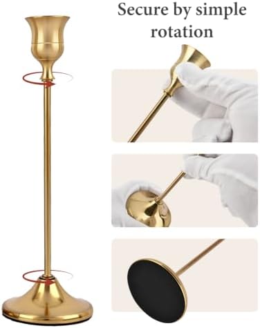 3 Pcs Brass Gold Taper Candle Holders Vintage Table centerpieces - Image 4