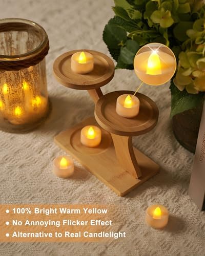 BEICHI Flameless TeaLights Candles with Timer,6 Hours On and 18 Hours Off in 24 Hours Cycle Automatically,Pack of 12 Battery Operated LED Tea Lights Flickering Votive Candles Timer Warm Yellow Light - Image 4