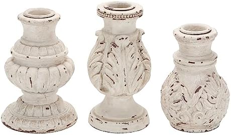NIKKY HOME Taper Candle Holders Set of 3, Vintage Candle Stand Decorative Resin Candlestick for Wedding Party Mantle Fireplace Dining Room Table Centerpieces Decor by NIKKYHOME