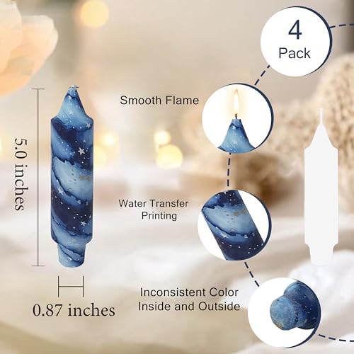 5 Inch Short Candles Starry Sky Print Taper Candles Printed Candlesticks Handmade Unscented Smokeless Candle for Home Dinner Wedding Holidays - Image 4