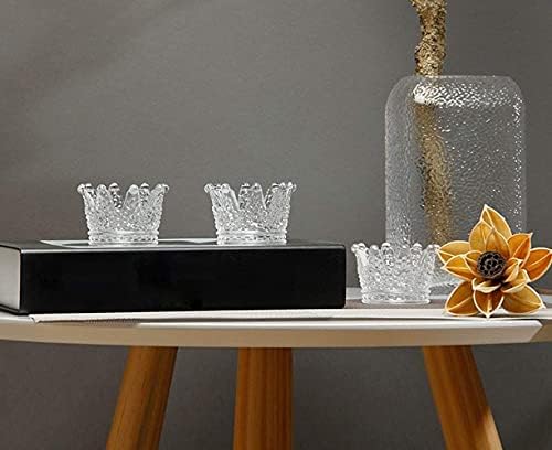 Vixdonos Clear Votive Candle Holders Set of 6 Crown Glass Tealight Candle Holder for Wedding, Party and Home Decor - Image 6