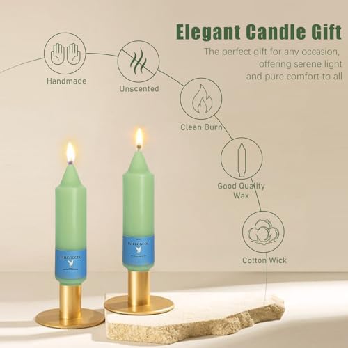 Smokeless Candlesticks Short Taper Candle,Unscented 5 Inches Light Green Candle Sticks Dripless Tapered Candles for Home Décor Weddings Seasons Gifts(4pcs-Light Green) - Image 6